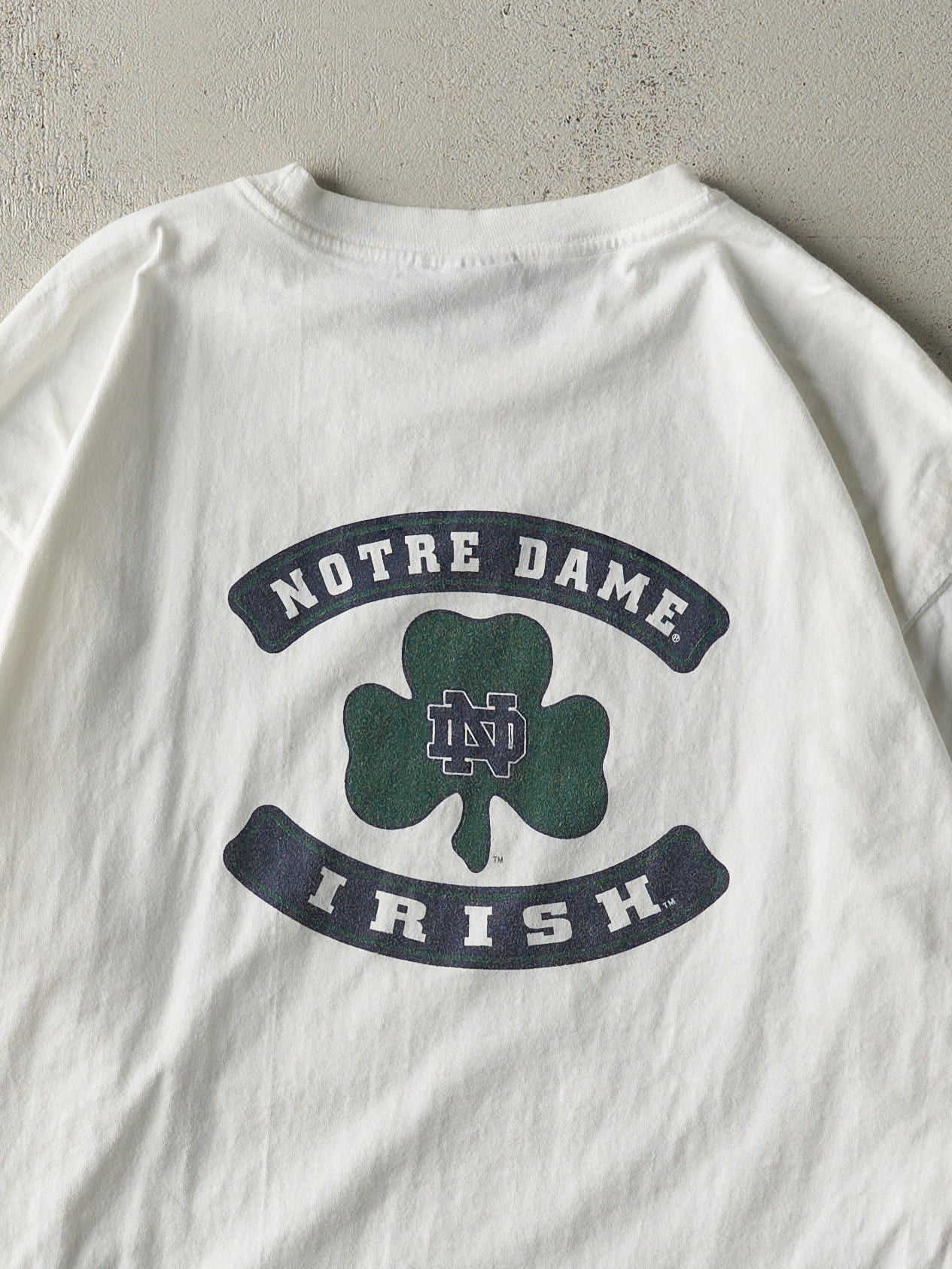 Vintage Y2K White Notre Dame Fighting Irish Long Sleeve (L) - Image 4
