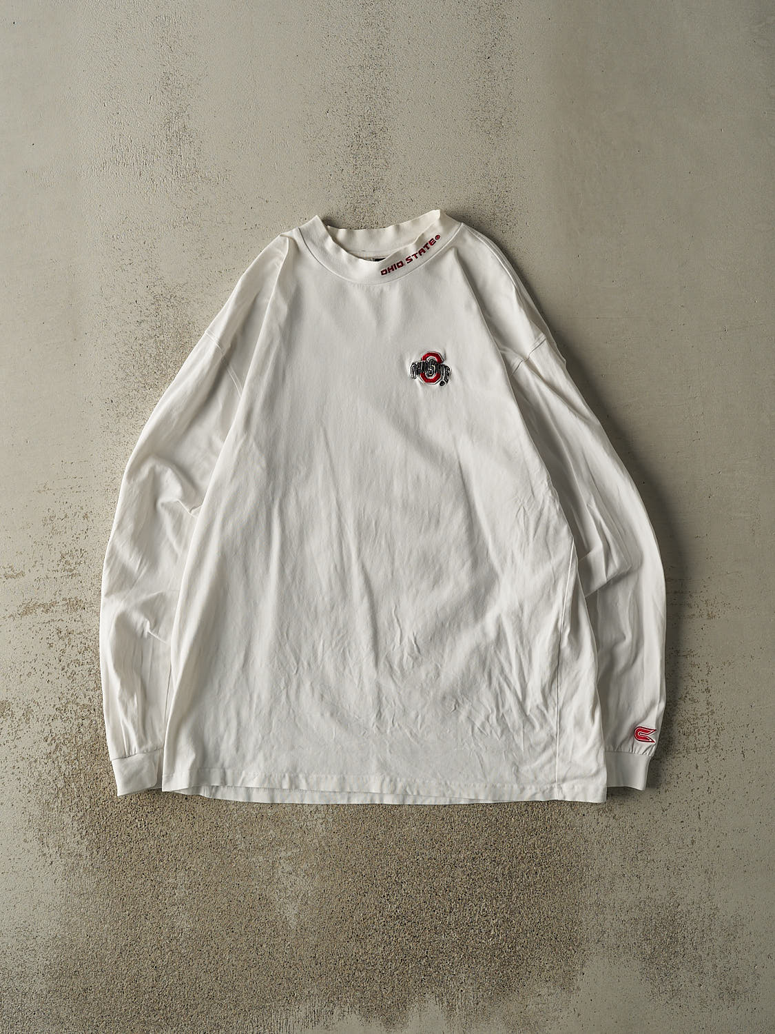 Vintage Y2K White Ohio State University Embroidered Mock Neck Long Sleeve (XL)