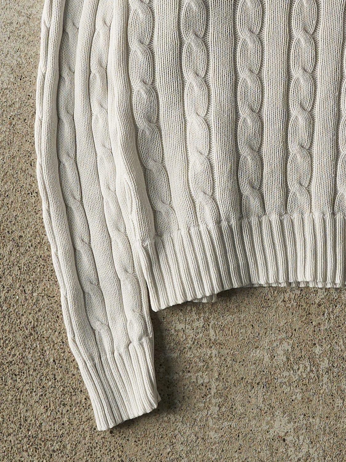 Vintage Y2K White Polo Cable Knit Sweater (XXS/XS) - Image 3