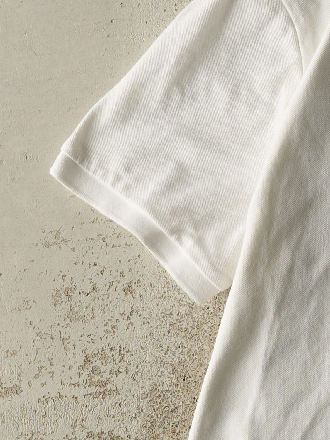 Vintage Y2K White Polo Quarter Button Tee (L) - Image 3