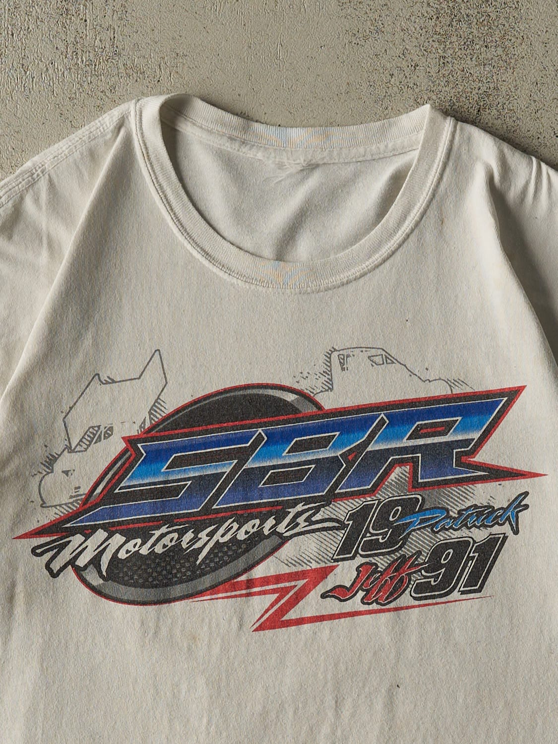 Vintage Y2K White SBR Racing Tee (L) - Image 3