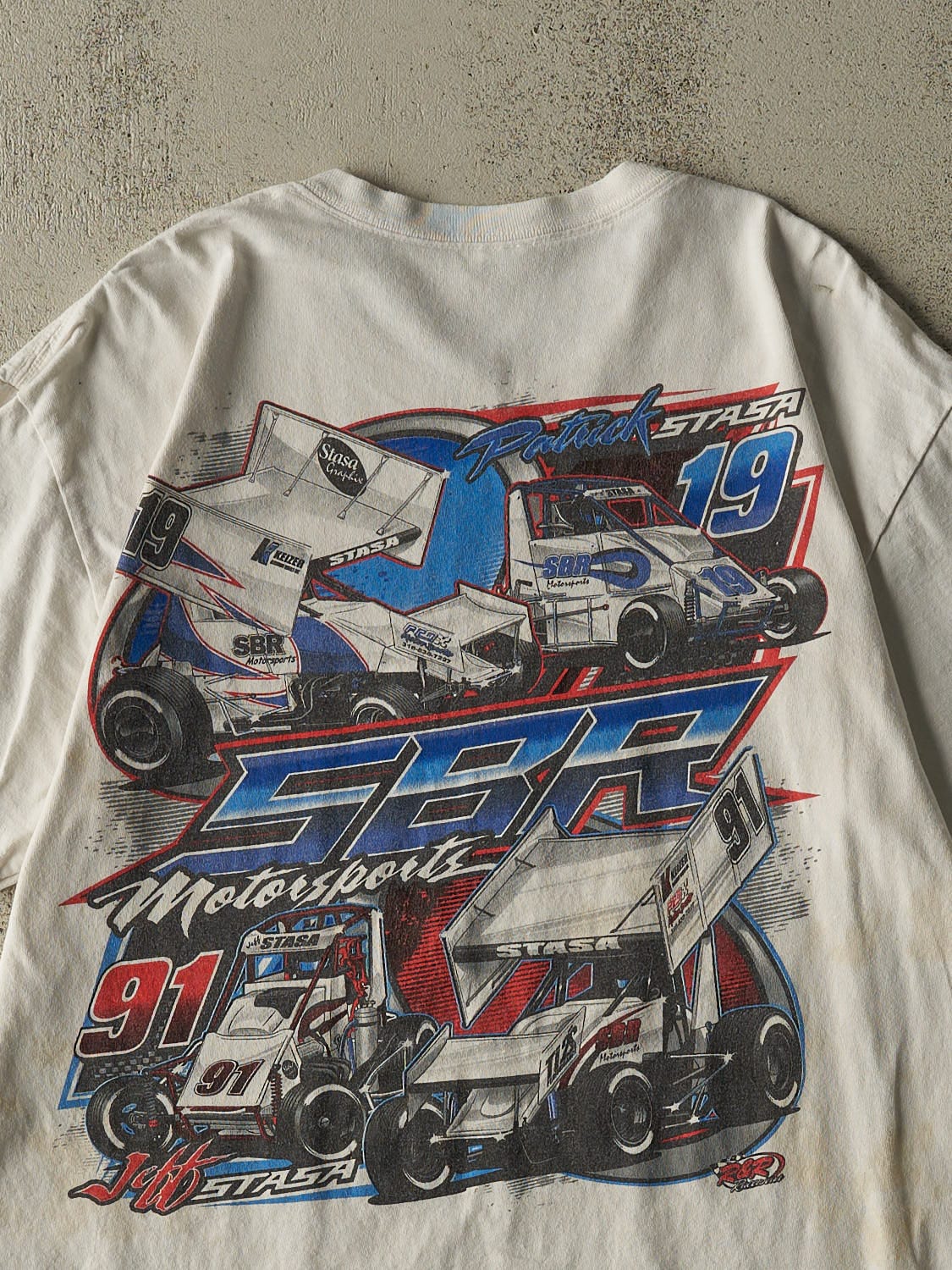 Vintage Y2K White SBR Racing Tee (L) - Image 4