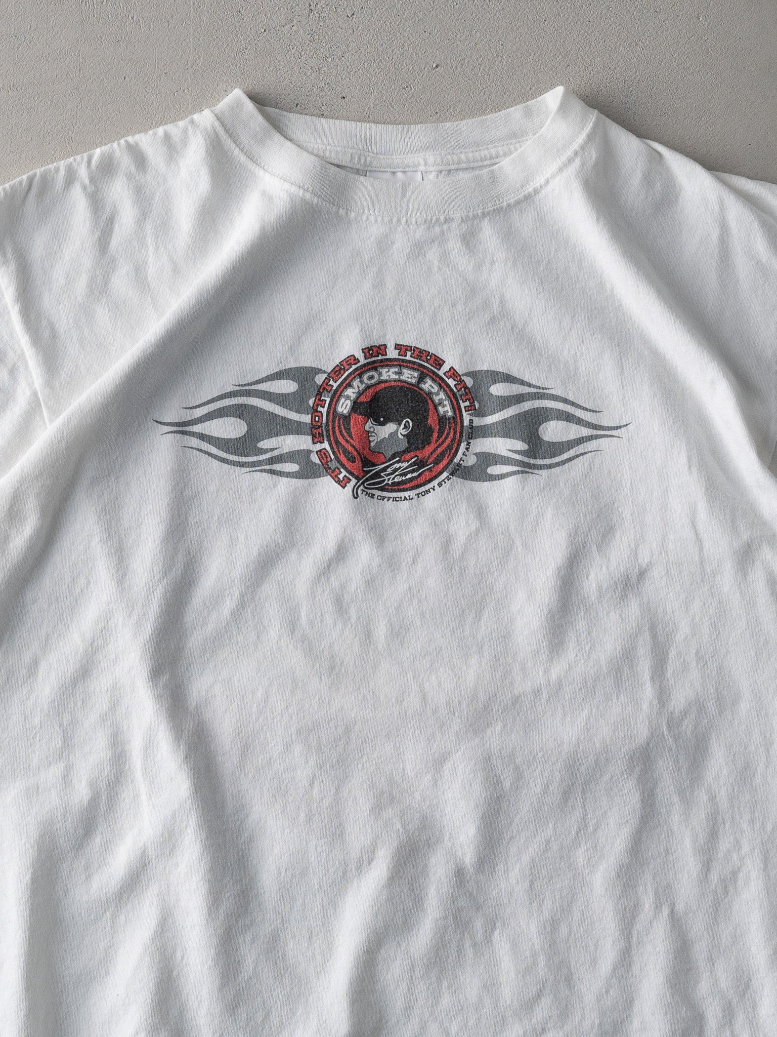 Vintage Y2K White Tony Stewart Fan Club Racing Tee (M) - Image 3