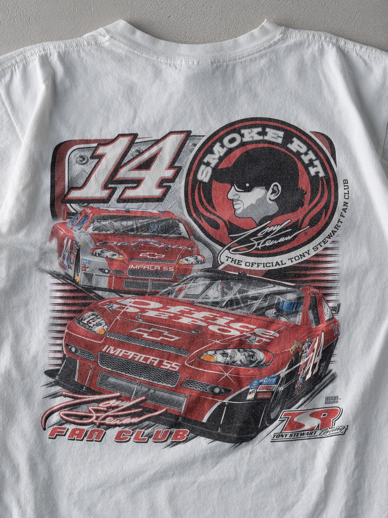 Vintage Y2K White Tony Stewart Fan Club Racing Tee (M) - Image 4