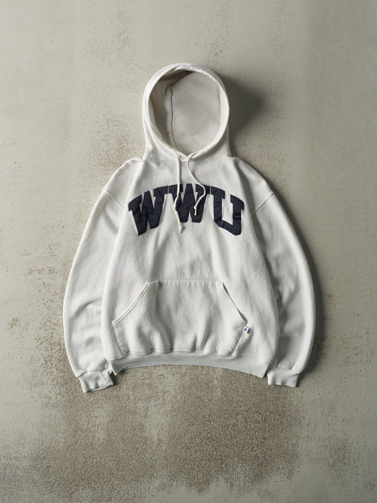 Vintage Y2K White WWU University Russell Athletic Hoodie (M)