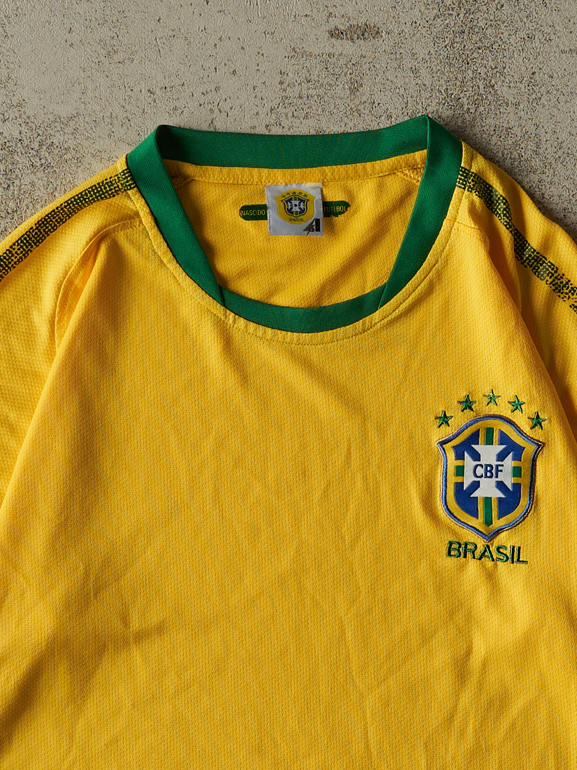 Vintage Y2K Yellow Brasil Soccer Jersey (M) - Image 4