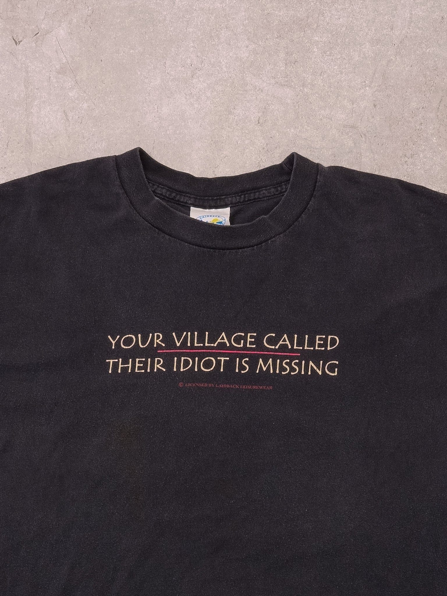 Vintage "Your Village Called Their Idiot Is Missing Tee" (M) - Image 2