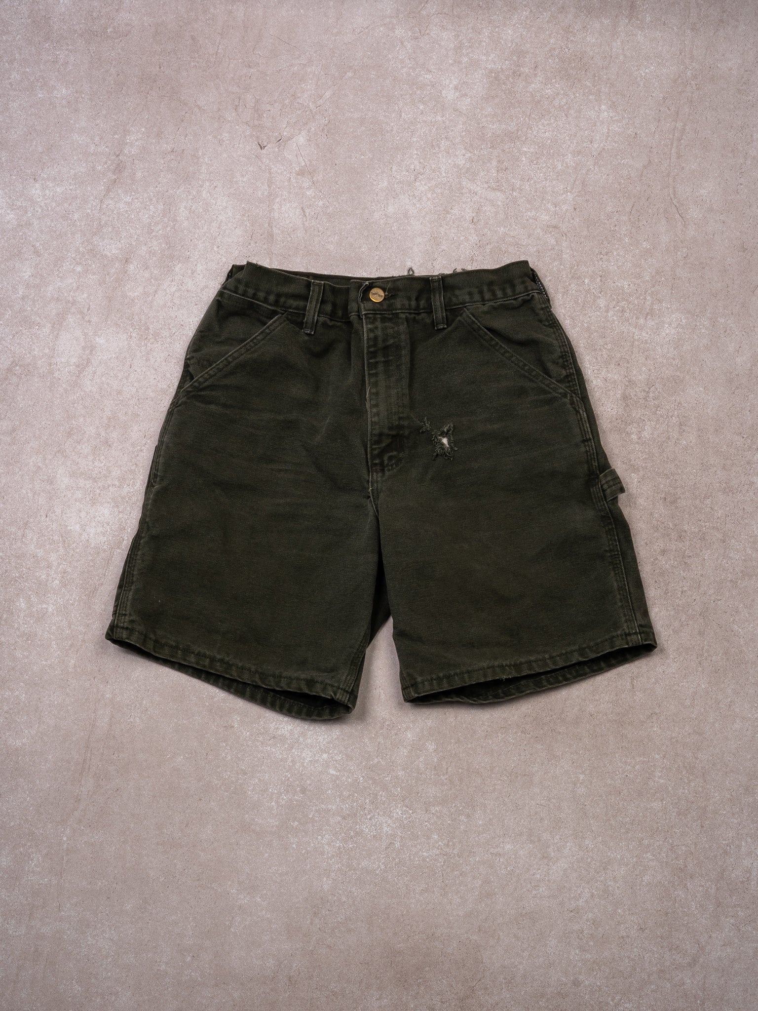 Vintage Dark Green Carhartt Rugged Cargo Shorts (28 x 9) - Image 2